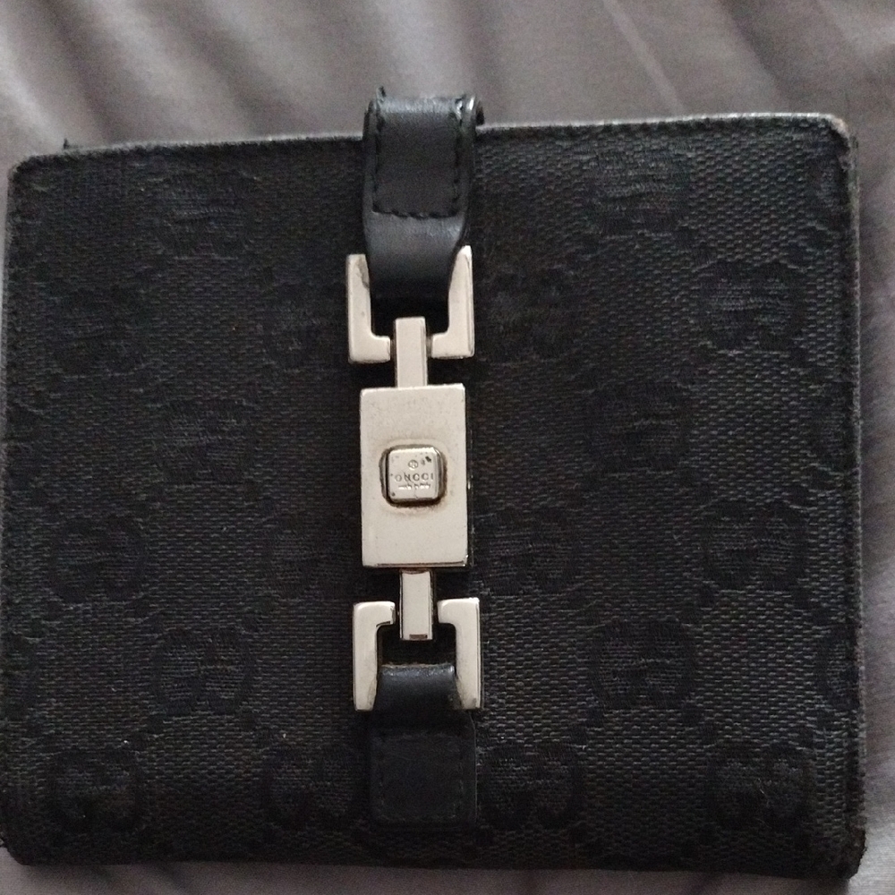 Authentic Gucci Black Wallet with Silver Hardware